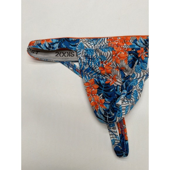 2(X)IST Men's Thong Floral Print Underwear Lingerie Blue Orange Small Y back - Picture 2 of 6